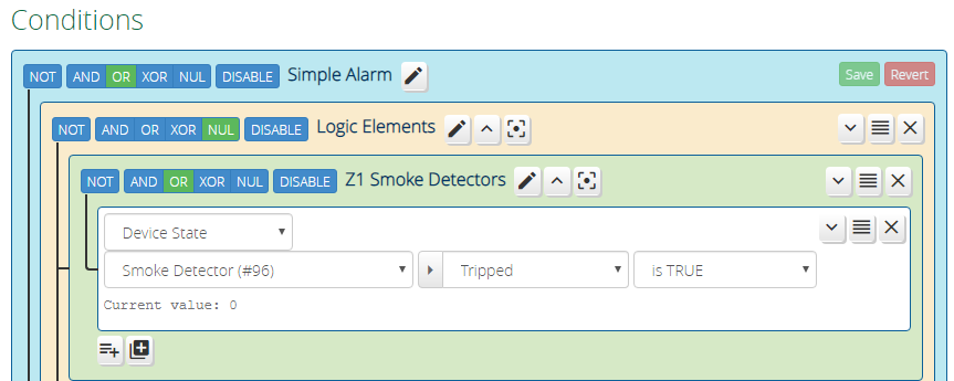 Condition Options control location