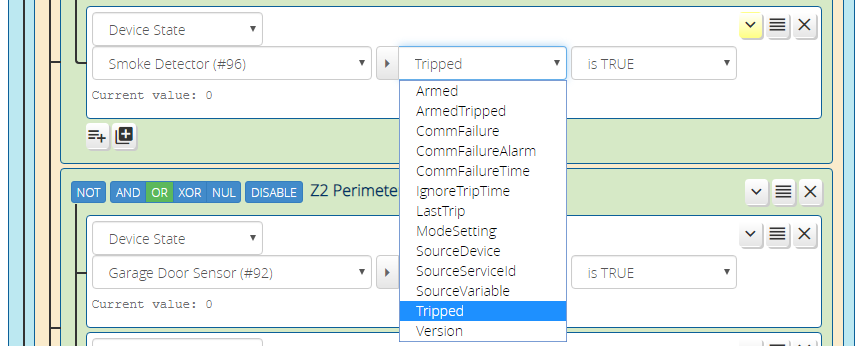 Condition Options highlighted