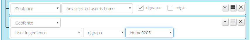 A pair of Geofence conditions