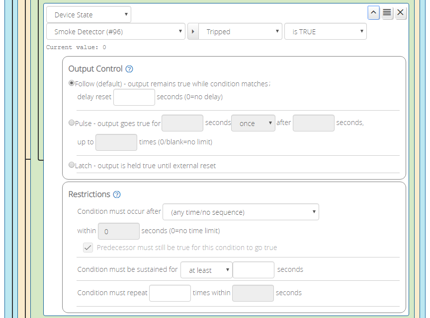 Condition Options displays