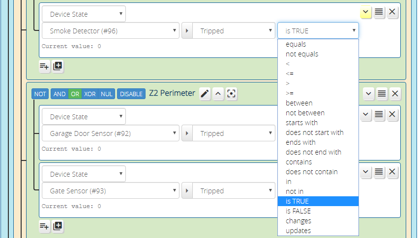 Condition Options highlighted