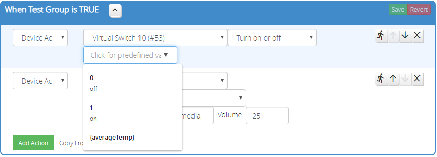 Setting a Device Action parameter