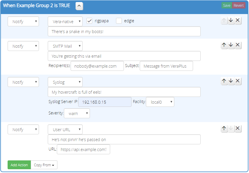 Some Notify actions